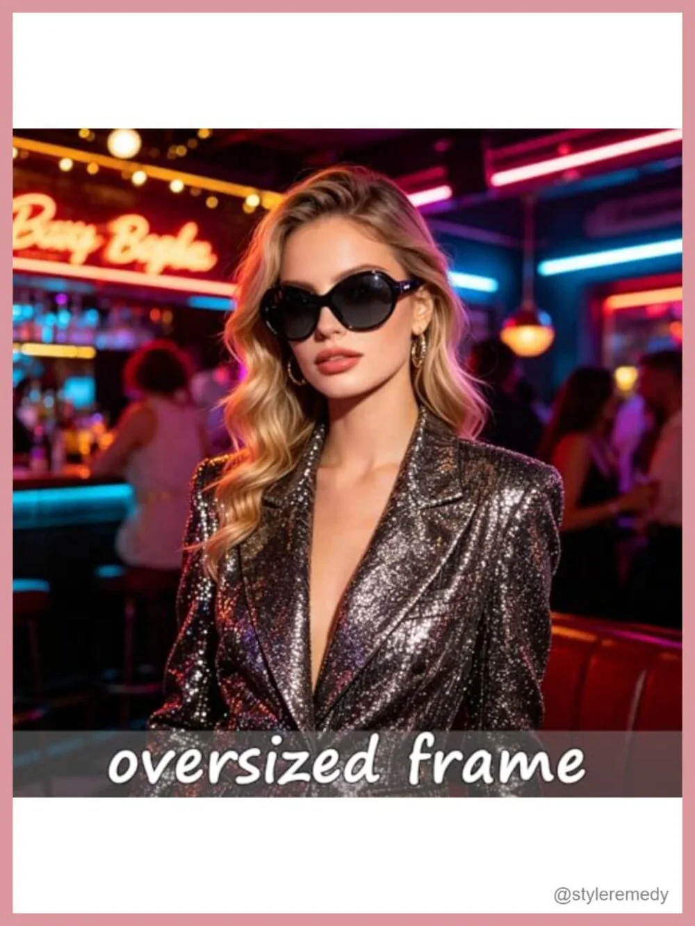 Oversized Wrap Around Sunglasses UV400 Protection Retro Oval Frame